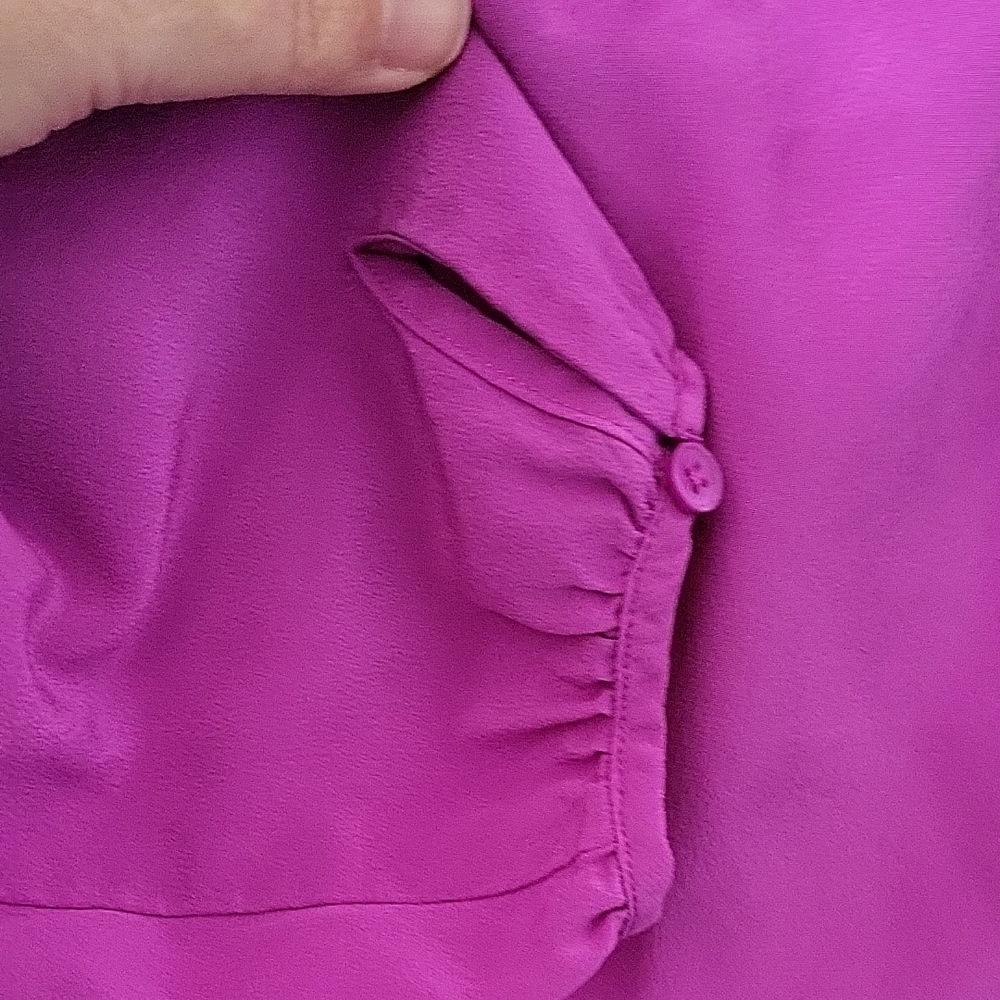 J. Crew Purple 100% Silk Ruffle Blouse Women's Large - Picture 9 of 12
